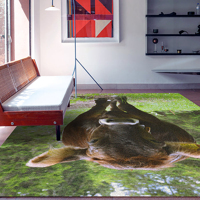 Ahgly Company Indoor Rectangle Animals Cow Area Rugs, 7' x 9'