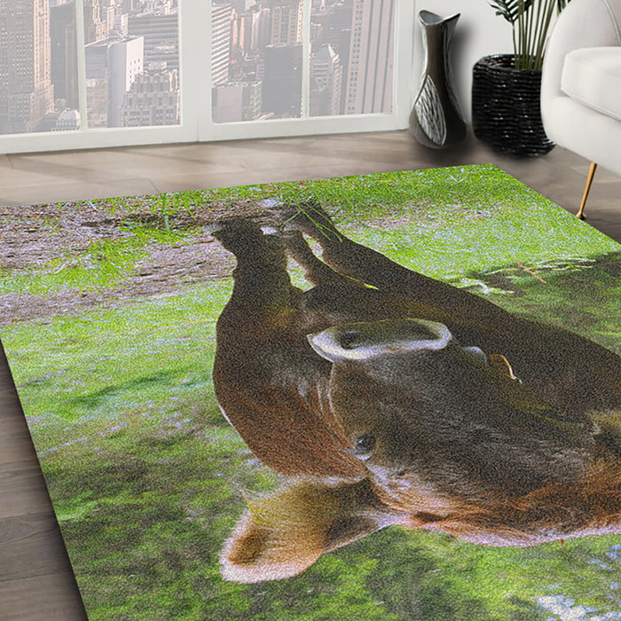 Ahgly Company Indoor Rectangle Animals Cow Area Rugs, 4' x 6'