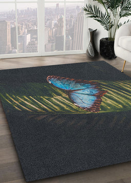 Ahgly Company Indoor Rectangle Color Focus Blue Area Rugs, 4' x 6'
