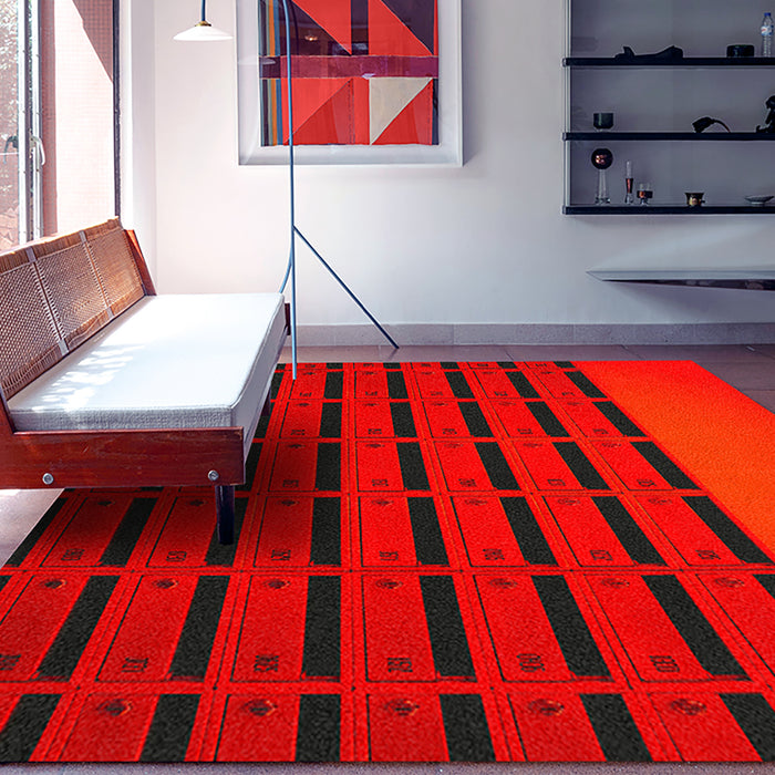 Ahgly Company Indoor Rectangle Color Focus Red Area Rugs, 7' x 9'