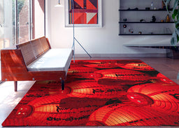 Ahgly Company Indoor Rectangle Color Focus Red Area Rugs, 7' x 9'
