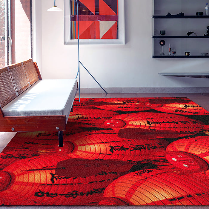 Ahgly Company Indoor Rectangle Color Focus Red Area Rugs, 7' x 9'