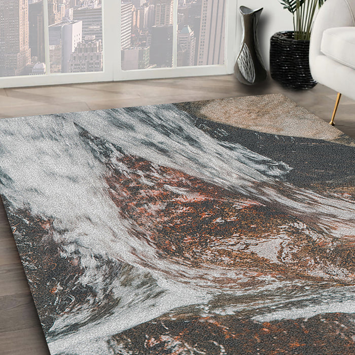 Ahgly Company Indoor Rectangle Earth Waterfall Area Rugs, 4' x 6'