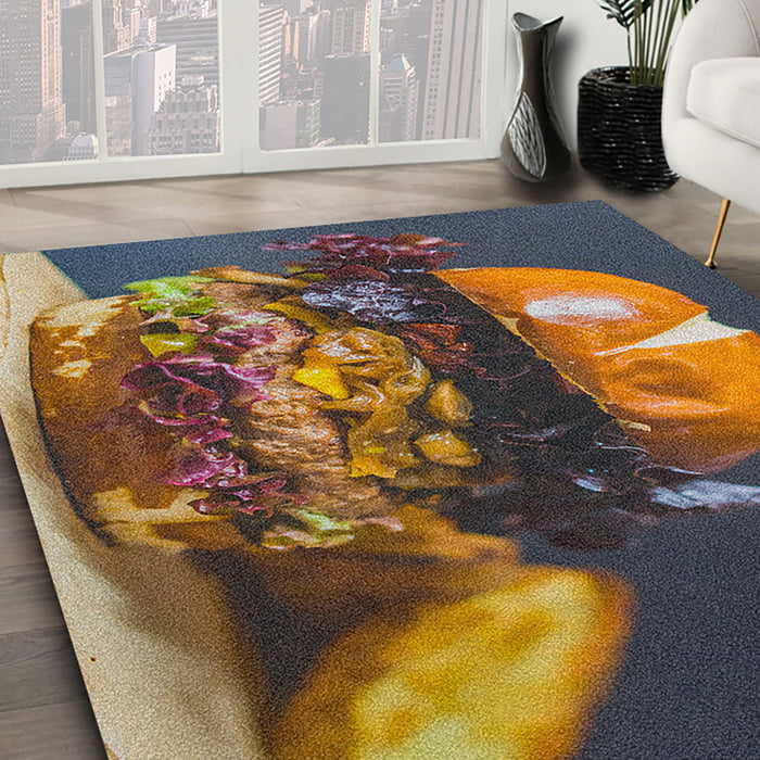 Ahgly Company Indoor Rectangle Foods Hamburger Area Rugs, 4' x 6'