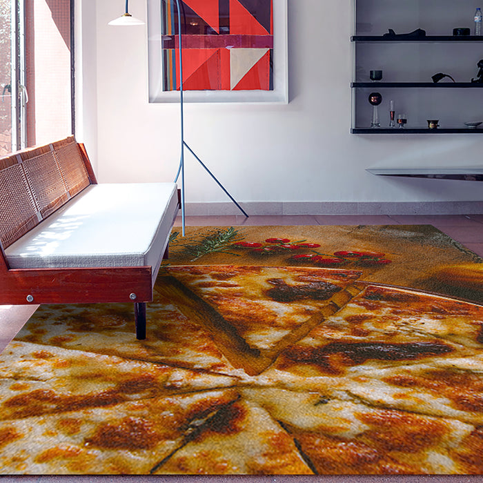 Ahgly Company Indoor Rectangle Foods Pizza Area Rugs, 7' x 9'