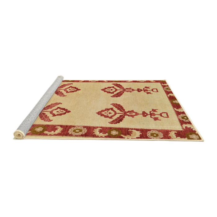 Round Machine Washable Abstract Chrome Gold Yellow Rug, wshabs1