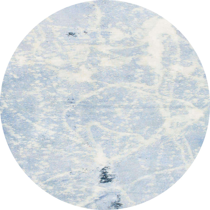 Round Machine Washable Abstract Light Steel Blue Rug, wshabs1000