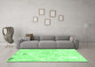 Machine Washable Abstract Emerald Green Modern Area Rugs in a Living Room,, wshabs1000emgrn