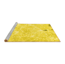 Sideview of Machine Washable Abstract Yellow Modern Rug, wshabs1000yw