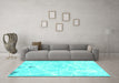 Machine Washable Abstract Turquoise Modern Area Rugs in a Living Room,, wshabs1000turq