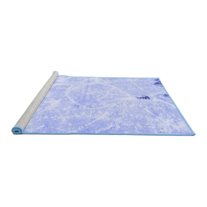 Sideview of Machine Washable Abstract Blue Modern Rug, wshabs1000blu