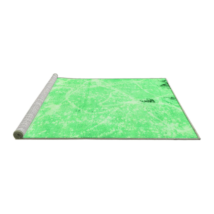 Sideview of Machine Washable Abstract Green Modern Area Rugs, wshabs1000grn