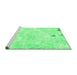 Sideview of Machine Washable Abstract Green Modern Area Rugs, wshabs1000grn
