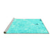 Sideview of Machine Washable Abstract Turquoise Modern Area Rugs, wshabs1000turq