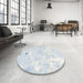 Abstract Light Steel Blue Modern Rug in a Kitchen, abs1000