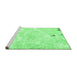 Sideview of Machine Washable Abstract Emerald Green Modern Area Rugs, wshabs1000emgrn