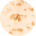 Round Machine Washable Abstract Orange Modern Area Rugs, wshabs1001org