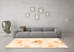 Machine Washable Abstract Orange Modern Area Rugs in a Living Room, wshabs1001org