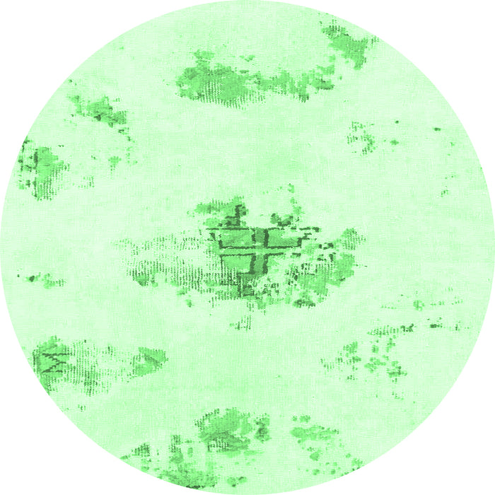 Round Abstract Emerald Green Modern Rug, abs1001emgrn