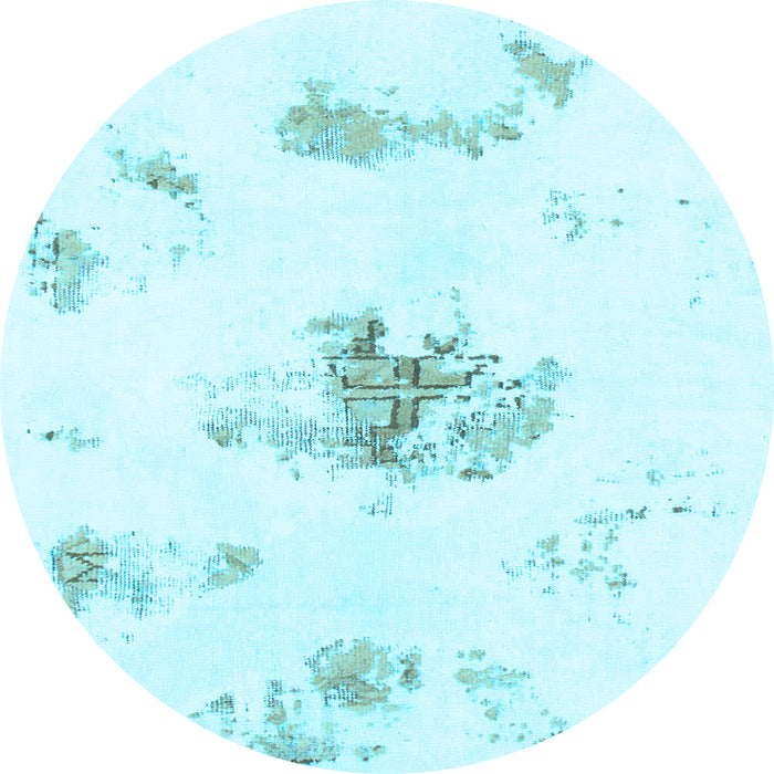 Round Abstract Light Blue Modern Rug, abs1001lblu