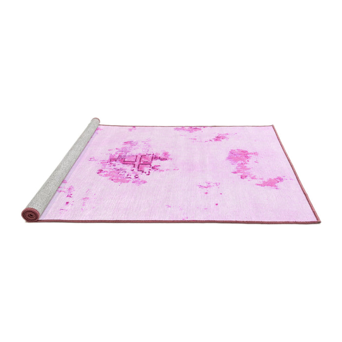 Sideview of Machine Washable Abstract Pink Modern Rug, wshabs1001pnk