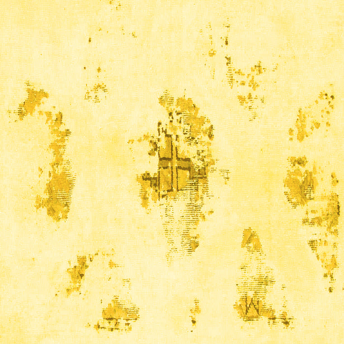 Square Machine Washable Abstract Yellow Modern Rug, wshabs1001yw