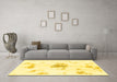 Machine Washable Abstract Yellow Modern Rug in a Living Room, wshabs1001yw