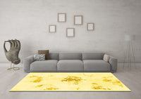 Machine Washable Abstract Yellow Modern Rug, wshabs1001yw