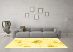 Machine Washable Abstract Yellow Modern Rug in a Living Room, wshabs1001yw