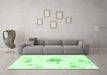 Machine Washable Abstract Emerald Green Modern Area Rugs in a Living Room,, wshabs1001emgrn