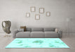 Machine Washable Abstract Turquoise Modern Area Rugs in a Living Room,, wshabs1001turq