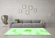 Machine Washable Abstract Green Modern Area Rugs in a Living Room,, wshabs1001grn