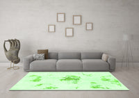 Machine Washable Abstract Green Modern Rug, wshabs1001grn