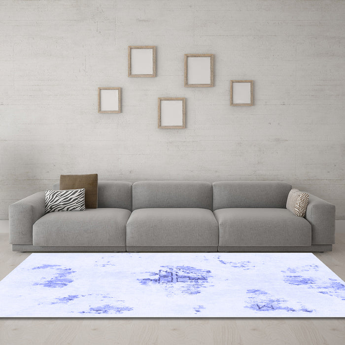 Machine Washable Abstract Blue Modern Rug in a Living Room, wshabs1001blu