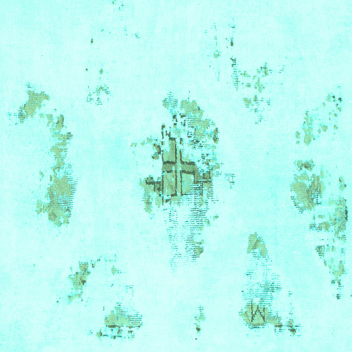 Square Abstract Turquoise Modern Rug, abs1001turq