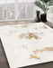 Round Abstract Off White Beige Modern Rug in a Office, abs1001