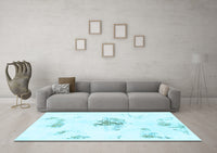 Machine Washable Abstract Light Blue Modern Rug, wshabs1001lblu