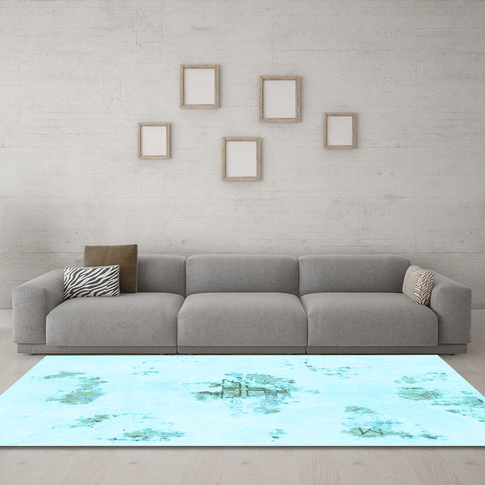 Machine Washable Abstract Light Blue Modern Rug in a Living Room, wshabs1001lblu