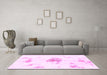 Machine Washable Abstract Pink Modern Rug in a Living Room, wshabs1001pnk