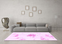 Machine Washable Abstract Pink Modern Rug, wshabs1001pnk