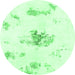Round Machine Washable Abstract Emerald Green Modern Area Rugs, wshabs1001emgrn
