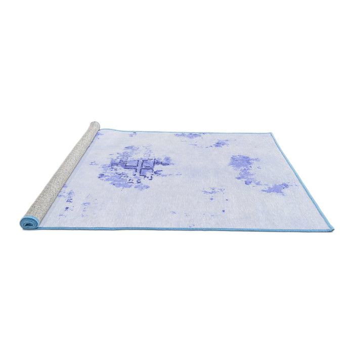 Sideview of Machine Washable Abstract Blue Modern Rug, wshabs1001blu