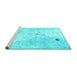 Sideview of Machine Washable Abstract Turquoise Modern Area Rugs, wshabs1002turq