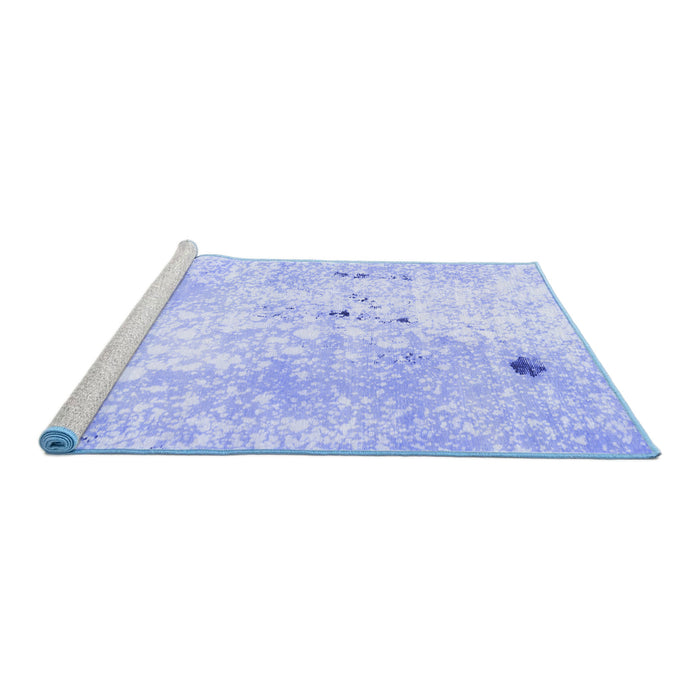 Sideview of Machine Washable Abstract Blue Modern Rug, wshabs1002blu