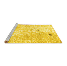 Sideview of Machine Washable Abstract Yellow Modern Rug, wshabs1002yw