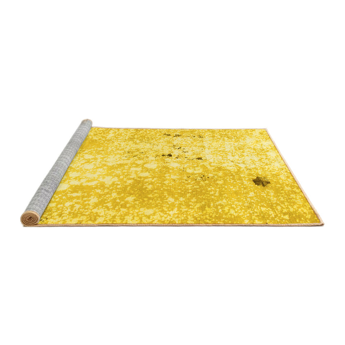 Sideview of Machine Washable Abstract Yellow Modern Rug, wshabs1002yw