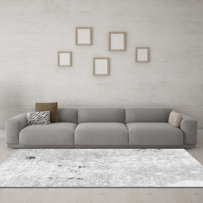 Machine Washable Abstract Gray Modern Rug in a Living Room,, wshabs1002gry