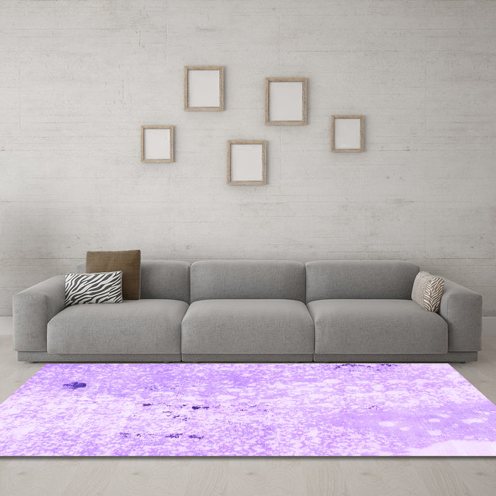 Machine Washable Abstract Purple Modern Area Rugs in a Living Room, wshabs1002pur