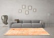 Machine Washable Abstract Orange Modern Area Rugs in a Living Room, wshabs1002org