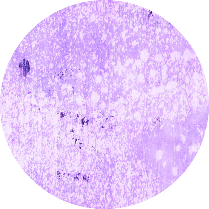 Round Machine Washable Abstract Purple Modern Area Rugs, wshabs1002pur